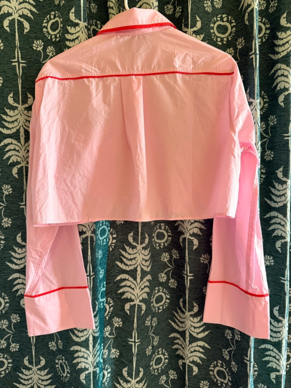 Zara Cropped Pink Button-Up Top with Red Piping Size XS NWT - Picture 11 of 11